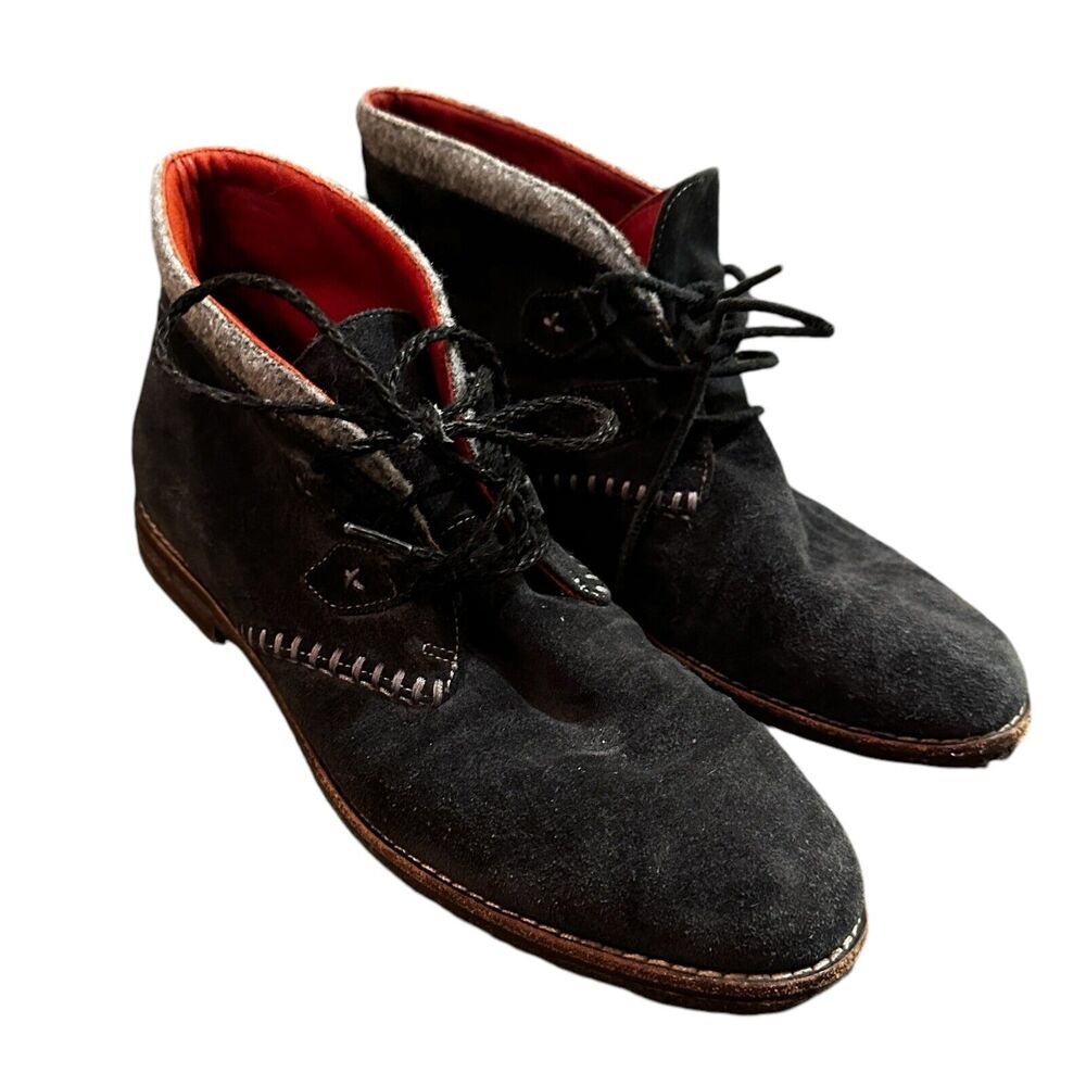 Trask Womens Size 7 Black Flat Ankle Booties Suede Boots Shoelace Tied